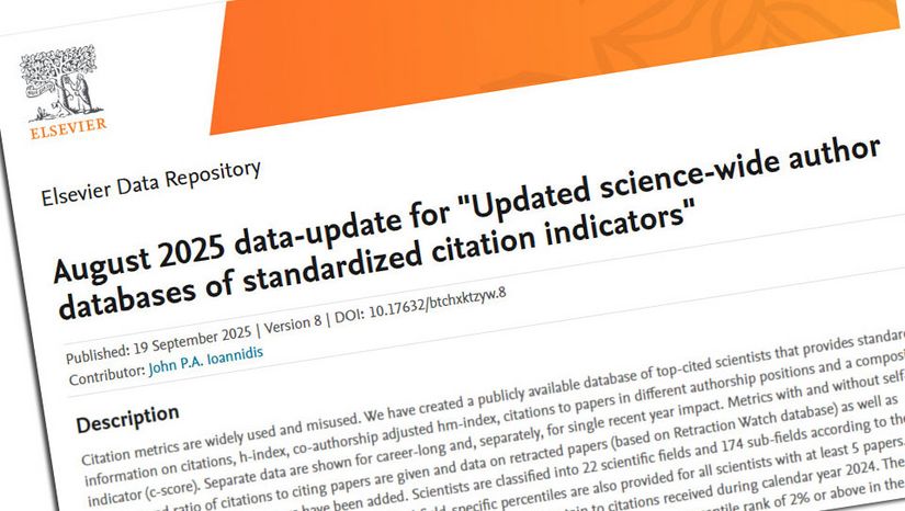 Distinction for the Dental School of NKUA in the Updated Elsevier–Stanford Database of Top Scientists